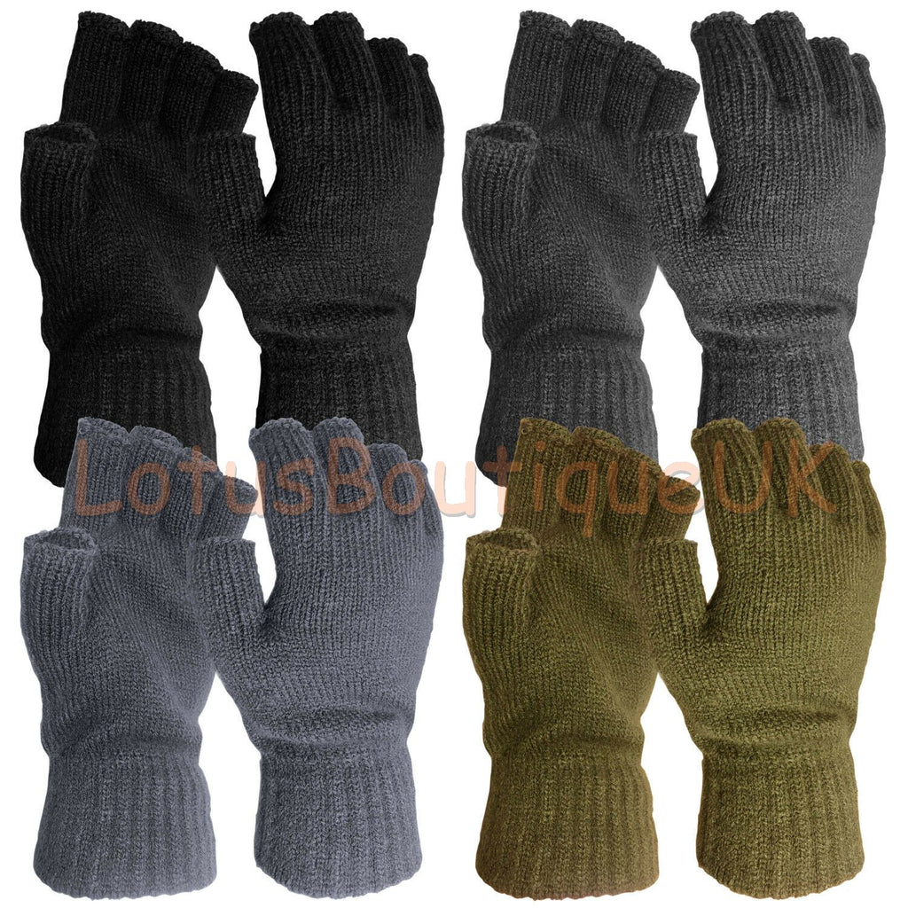 Thermal FINGERLESS GLOVES Unisex Mens Women Knitted Warm Winter Half Finger COZY