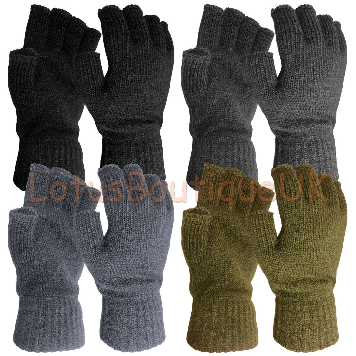 Thermal FINGERLESS GLOVES Unisex Mens Women Knitted Warm Winter Half Finger COZY