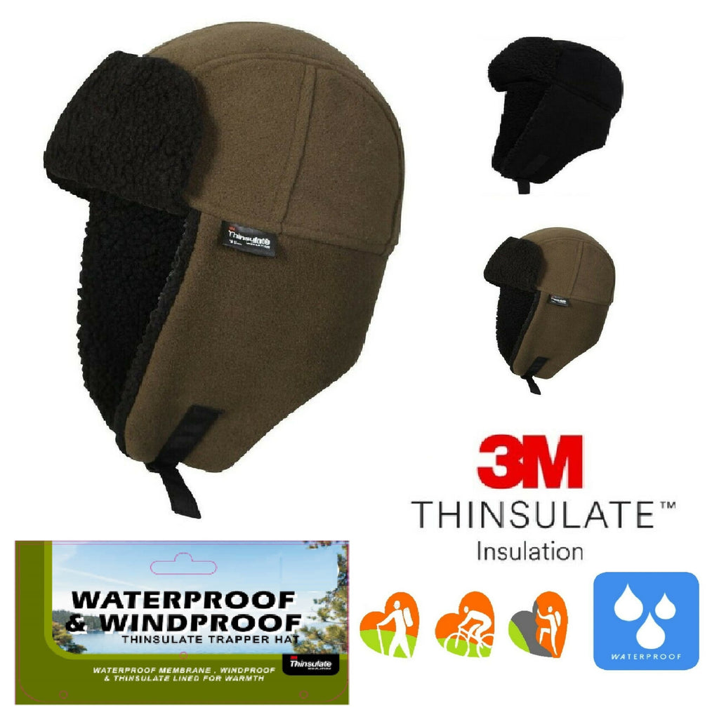Men's Waterproof Genuine 3M Thinsulate Trapper Hat Windproof Fleece Thermal Hat