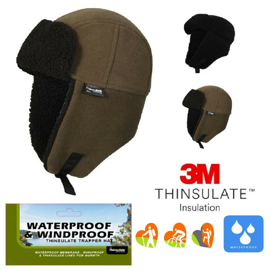 Men's Waterproof Genuine 3M Thinsulate Trapper Hat Windproof Fleece Thermal Hat